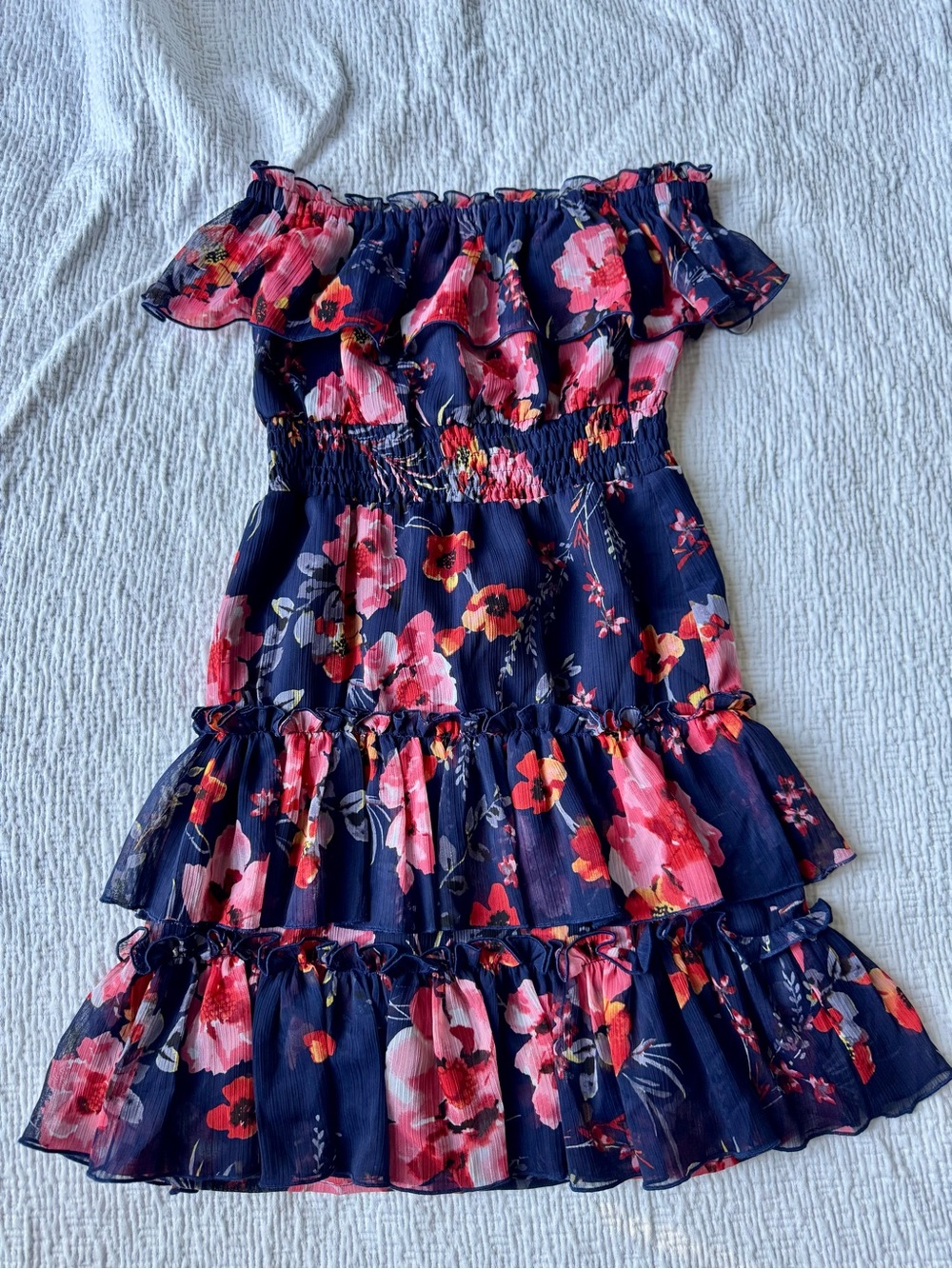 Bar III Floral Off-Shoulder Ruffled Dress